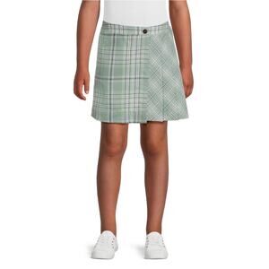 Wonder Nation Girls plus XL Pleated Skirt Green plaid Pull-on elasticized back